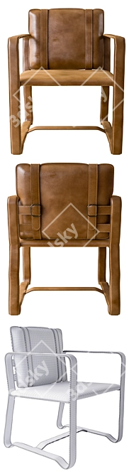 Safari Leather Belt Chair: Timeless Appeal 3D model image 2