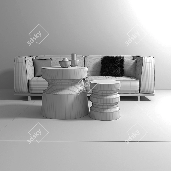 Modern Living Room Furniture Set 3D model image 2