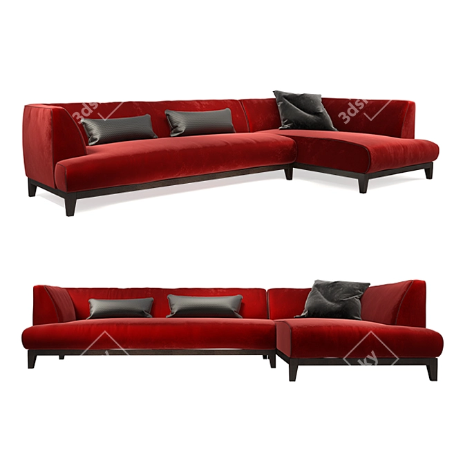 Elegant Italian Leather Sofa 3D model image 1