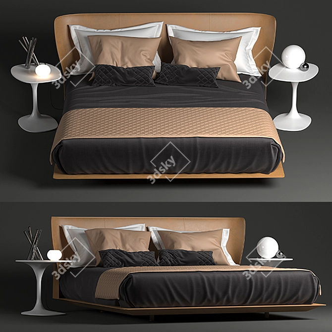 Elegant Alys Bed & Accessories 3D model image 1