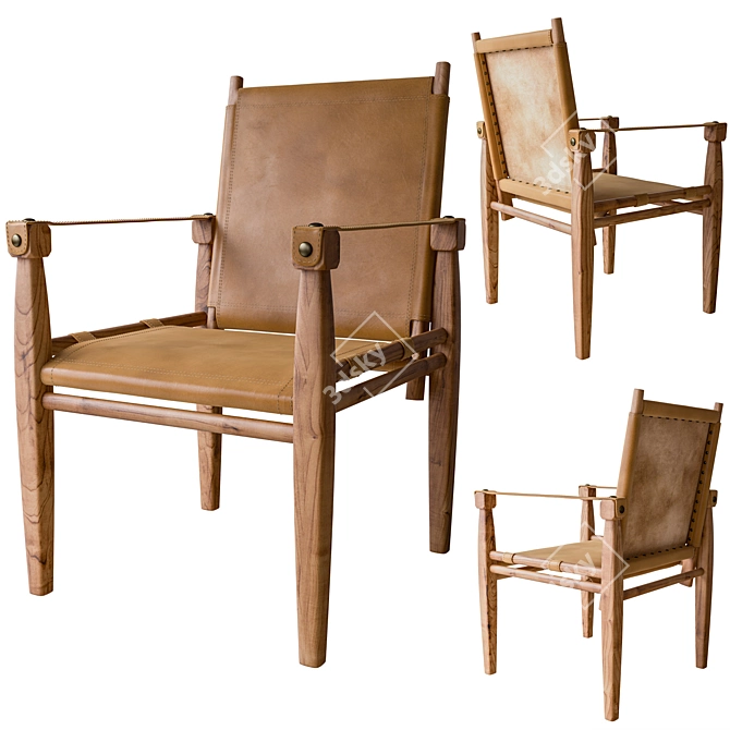 Timeless Leather Safari Chair 3D model image 1