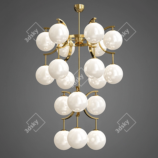 Sleek Mid-Century Murano Glass Chandelier 3D model image 1