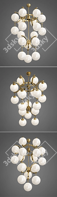 Sleek Mid-Century Murano Glass Chandelier 3D model image 2