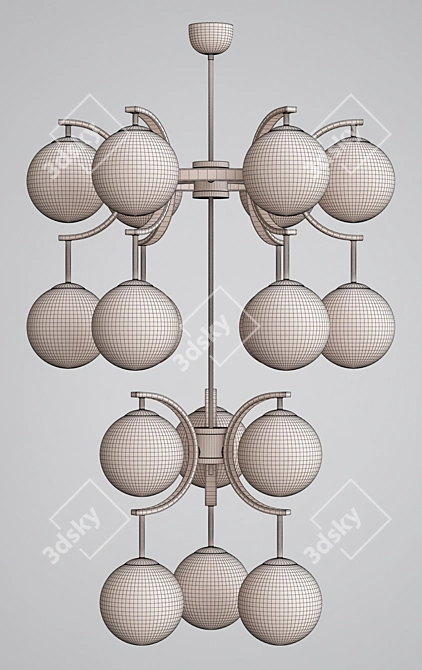 Sleek Mid-Century Murano Glass Chandelier 3D model image 3