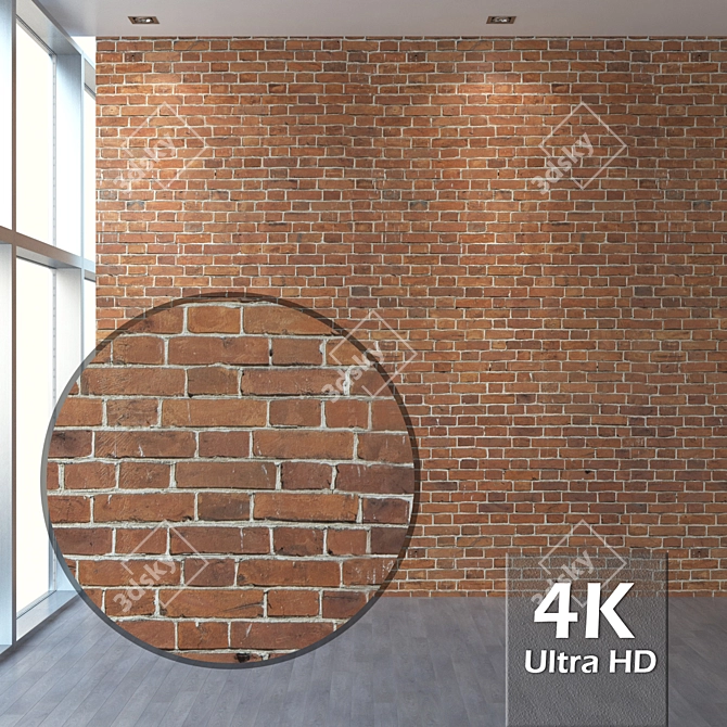 Seamless 4K Brick Wall Texture 3D model image 1