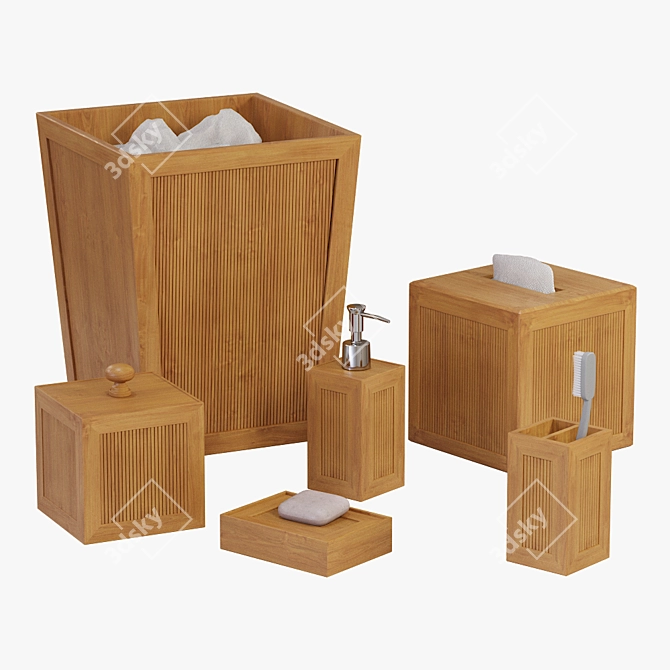 Bamboo Bliss 6-Piece Bath Set 3D model image 2