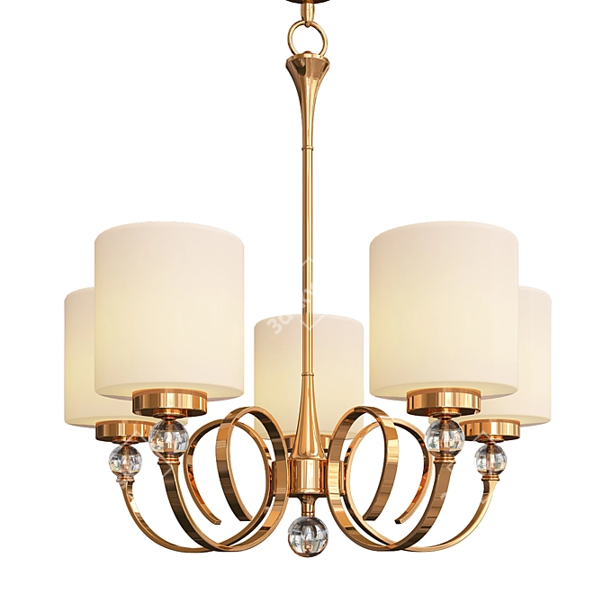 Elegant Antique Brass Chandelier 3D model image 1