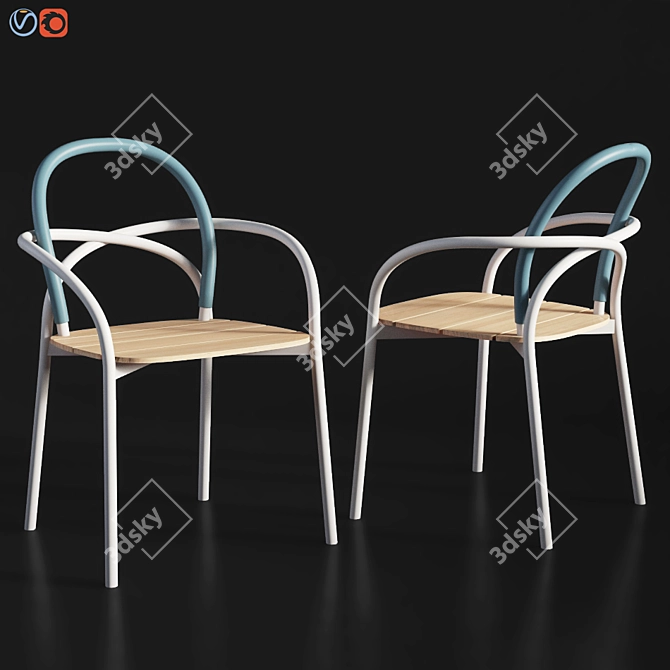 Unopiu Les Archs Tubular Dining Chair: Stylish and Versatile 3D model image 1