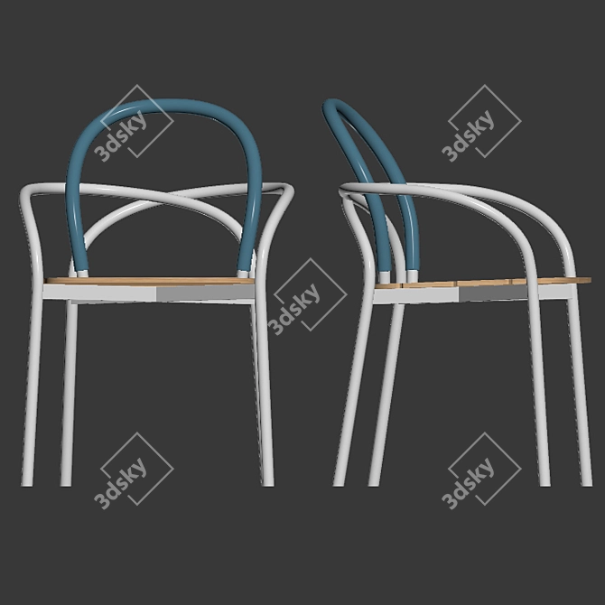 Unopiu Les Archs Tubular Dining Chair: Stylish and Versatile 3D model image 2