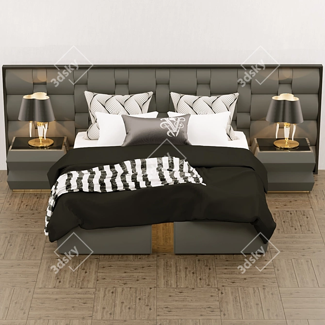 Sleek and Stylish Bedroom Set 3D model image 1