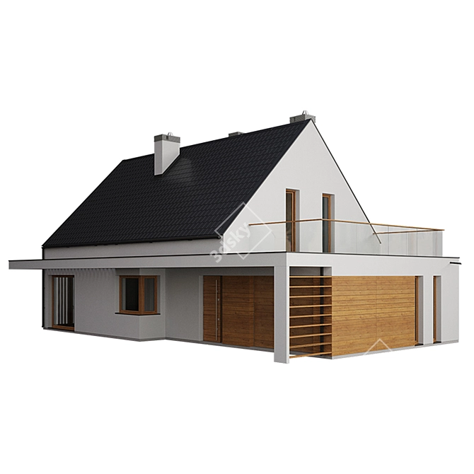 Sleek Modern House Kit 3D model image 1