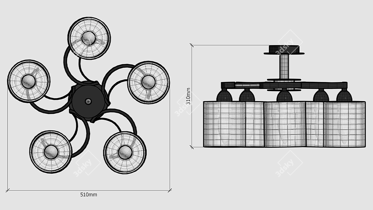 Sleek High-Tech Chandelier 3D model image 3