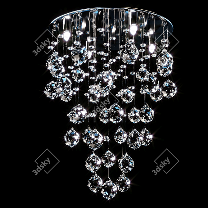 Elegant Chrome Chandelier 3D model image 4