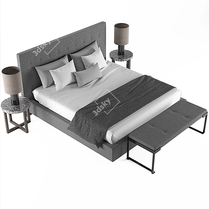 Sleek Slumber: Modern Bed 3D model image 2