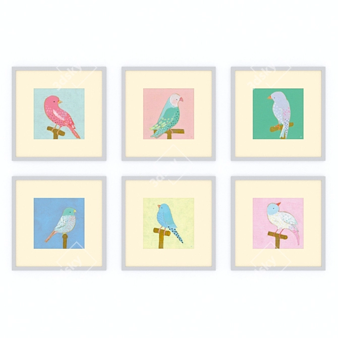 Vibrant Avian Prints 3D model image 1