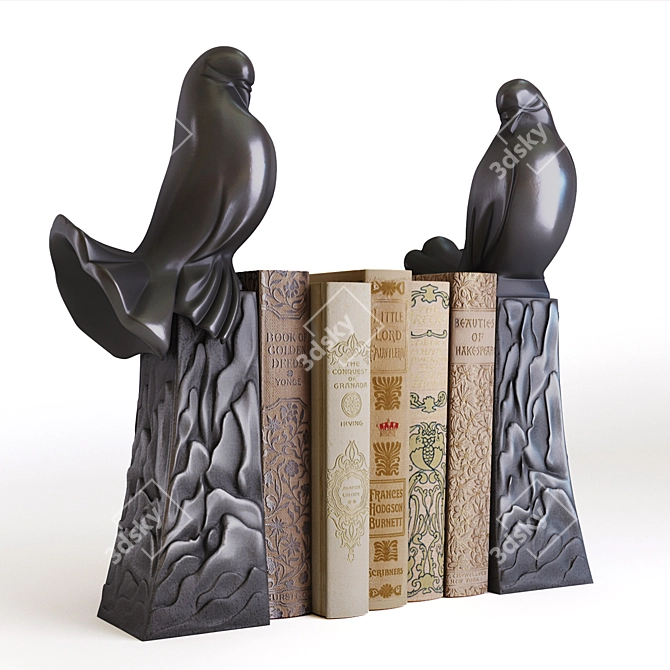 Elegant Dove Bookends: Set of 2 3D model image 1