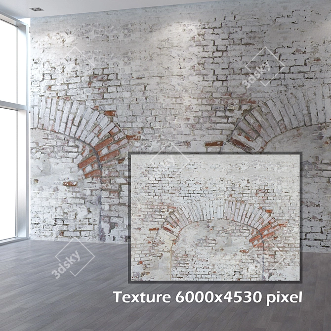 Title: Seamless Brick Wall Texture with Blocked Arch 3D model image 2