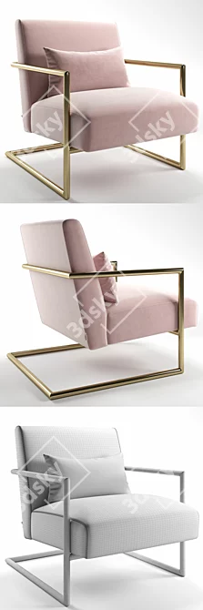 Luxurious Living Vegas Blue and Pink Armchair 3D model image 3