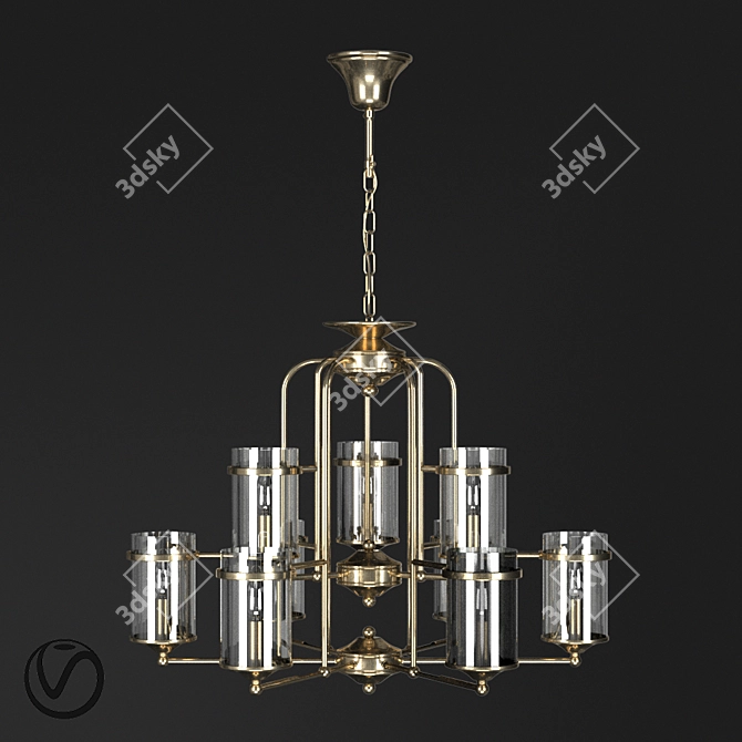 Elegant 9-Light Chandelier Terandpet 3D model image 1