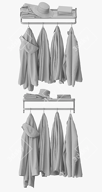 Minimalist Wall Coat Rack 3D model image 3