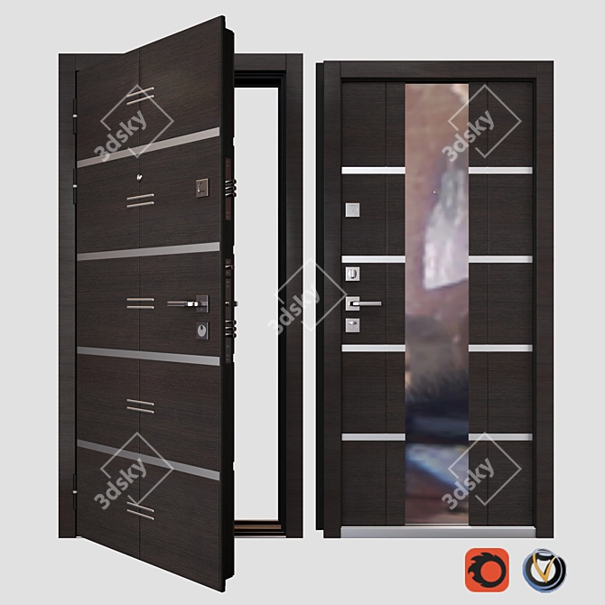 ALTATECH Entrance Metal Door | High Quality & Stylish 3D model image 1