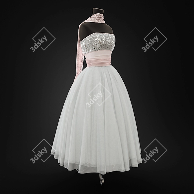 Elegant Wedding Dress - Vray and Corona Compatible 3D model image 1