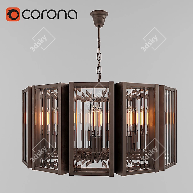 Elegant 12-Light Loft Chandelier 3D model image 1