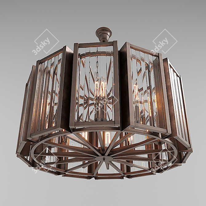 Elegant 12-Light Loft Chandelier 3D model image 2