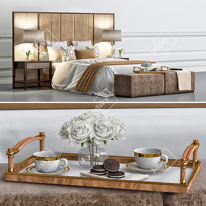 Luxury Bedroom Chair & Sofa 3D model image 2