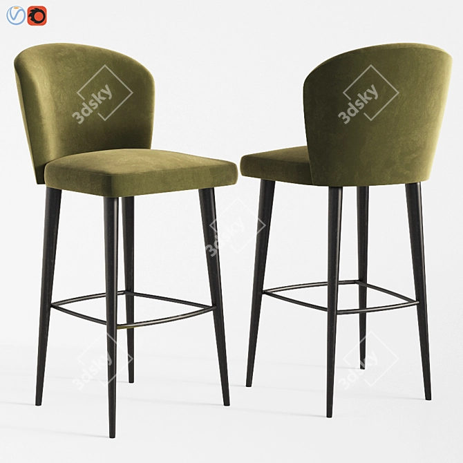 Elegant Aston Velvet Barstool 3D model image 1