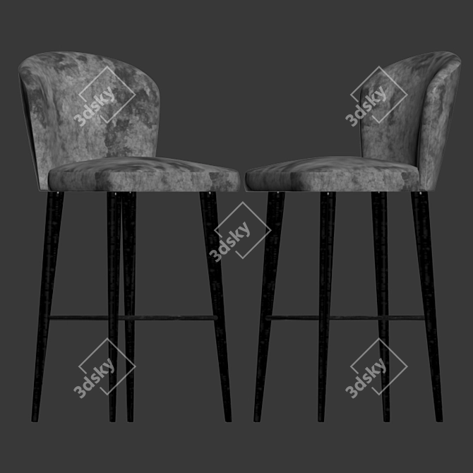 Elegant Aston Velvet Barstool 3D model image 2