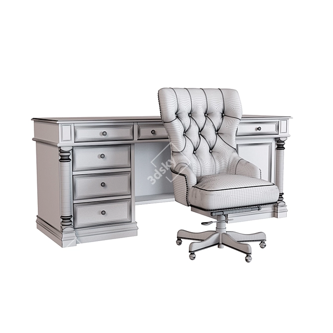 Elegant Hooker Desk & Chair Set 3D model image 2