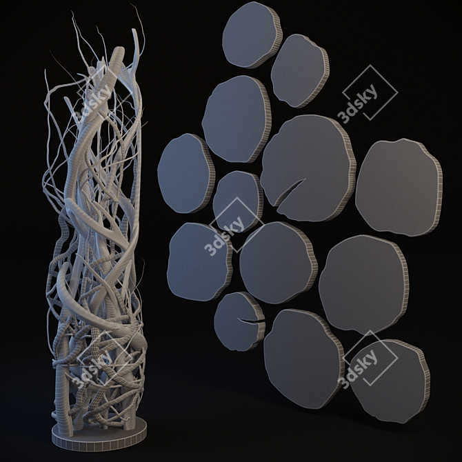 Wood & Twig Decor Set 3D model image 2