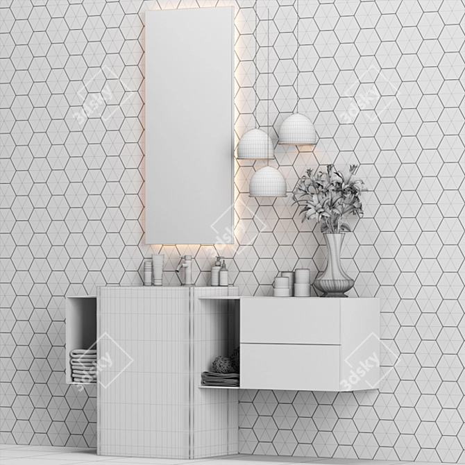 Modern Bath Vanity Set 3D model image 3