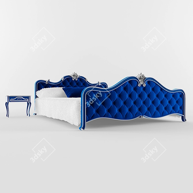 Title: Blue Pearl Upholstered Bed 3D model image 1