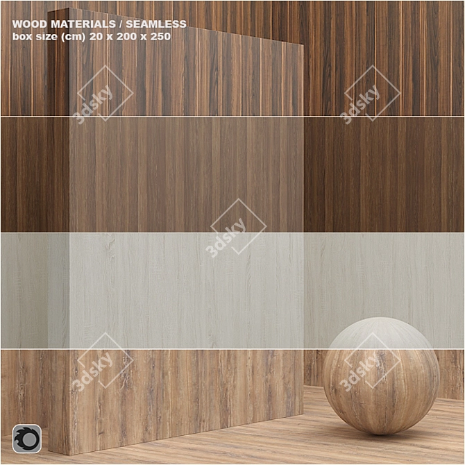 Seamless Wood/Veneer Material Set 3D model image 1