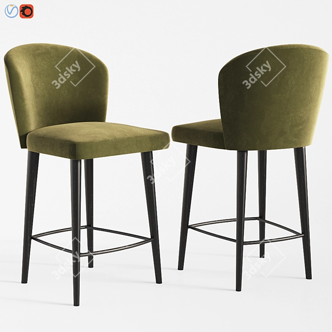 Luxurious Aston Velvet Counter Stool 3D model image 1