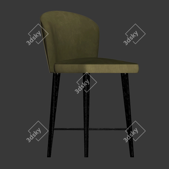 Luxurious Aston Velvet Counter Stool 3D model image 2