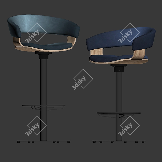 Mollie Velvet Barstool: Chic and Comfortable 3D model image 2