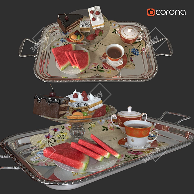 Morning Bliss: A Bedside Brunch 3D model image 3