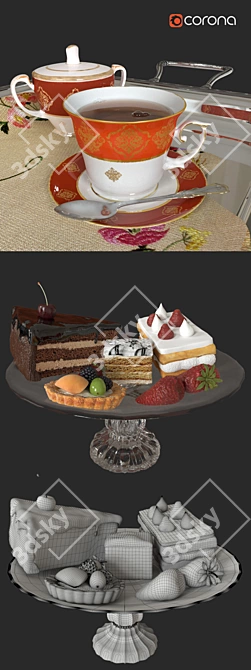 Morning Bliss: A Bedside Brunch 3D model image 1