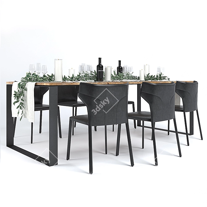 Natuzzi Pi Greco Dining Set with Ivy and Nagei Branches 3D model image 1