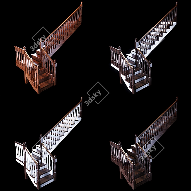 Wooden Stairs: Elegant and Durable 3D model image 3