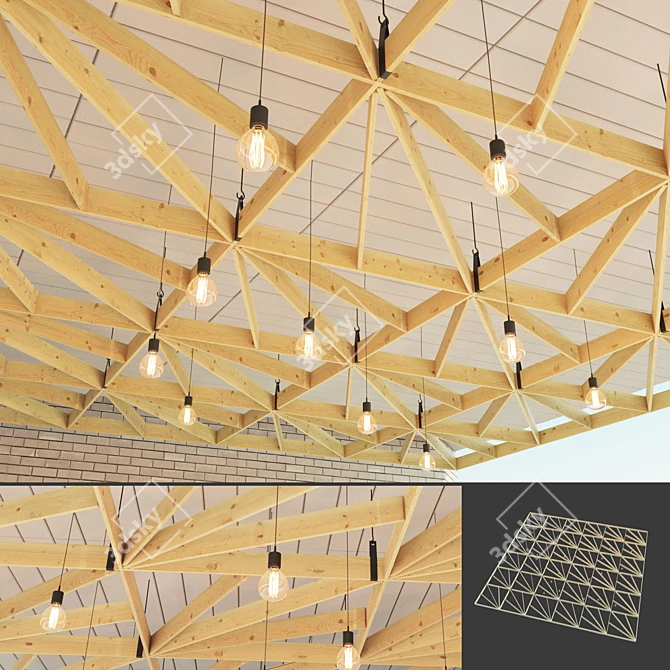 Wooden Suspended Ceiling Kit 3D model image 1