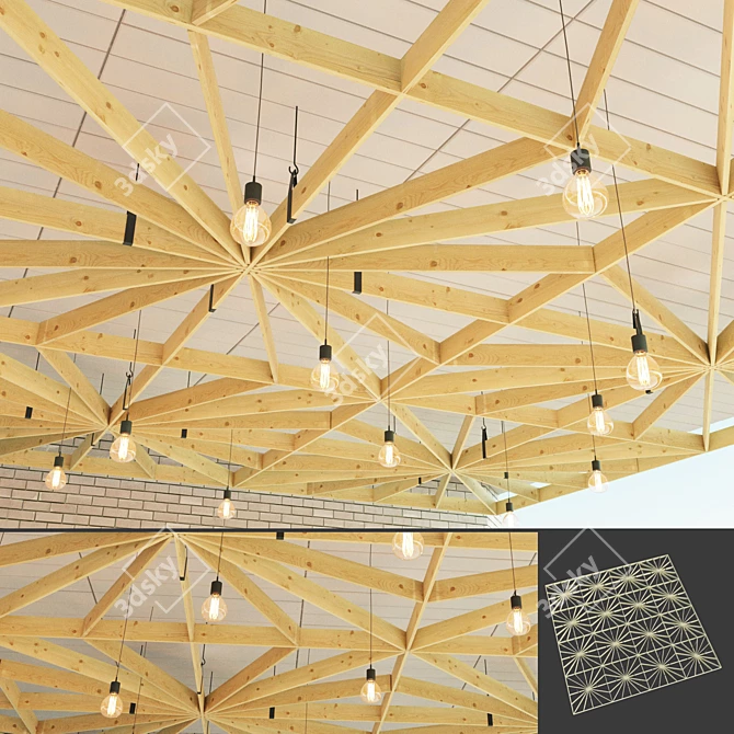 Wooden Beam Suspended Ceiling Kit 3D model image 1