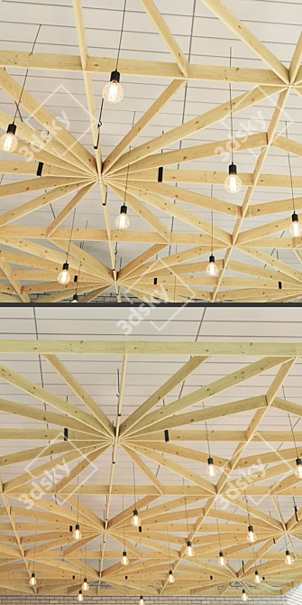 Wooden Beam Suspended Ceiling Kit 3D model image 3