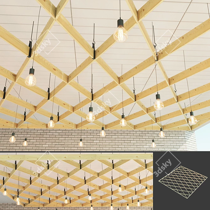 Elevate your Space with Wooden Suspended Ceiling 3D model image 1