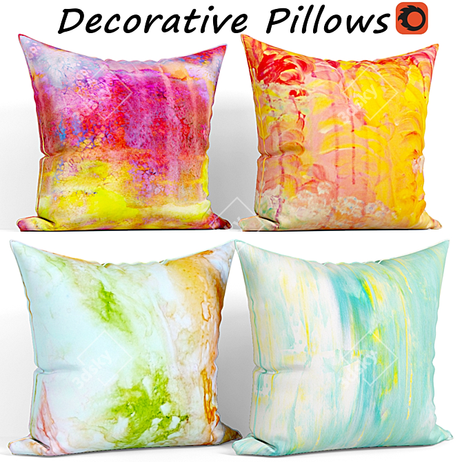 Elegant Decorative Pillow Set 3D model image 1