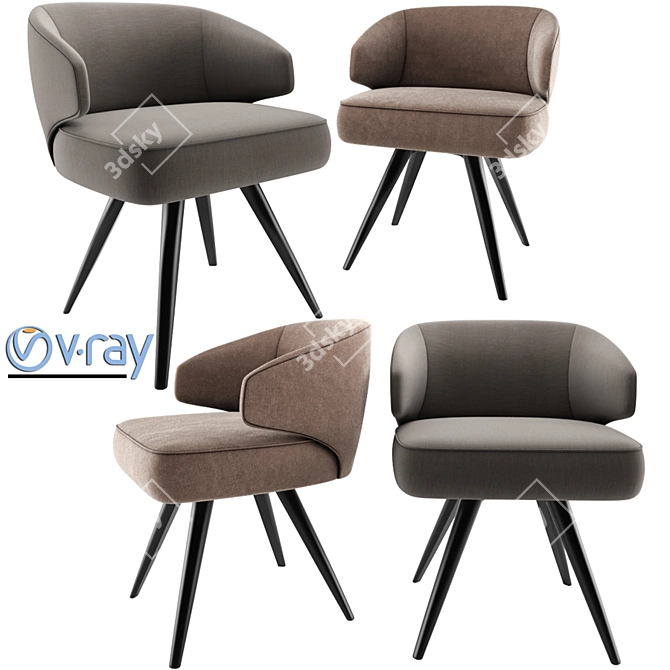 Sleek Steel Swivel Chair 3D model image 1