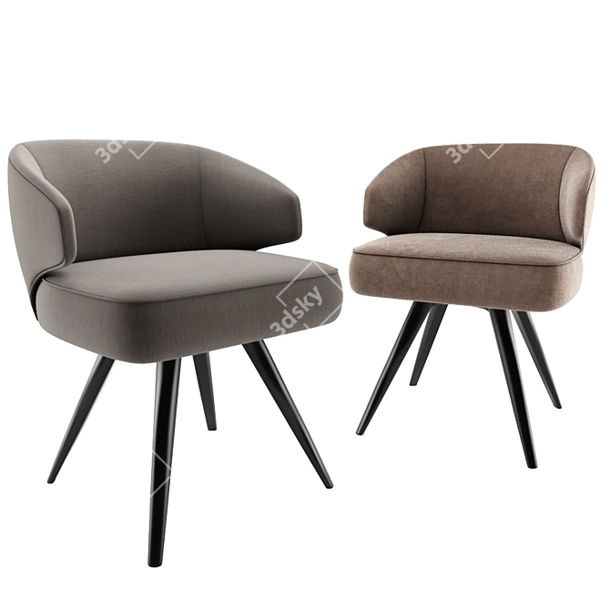 Sleek Steel Swivel Chair 3D model image 2